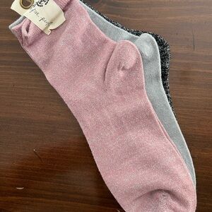NWT Free People Black,  Pink and Silver Socks